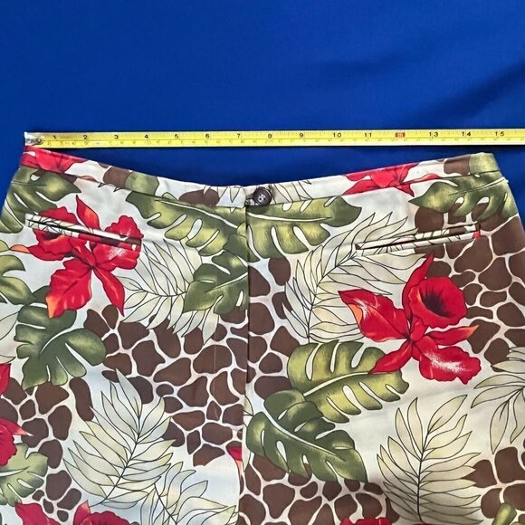 Transitions Animal Print Tropical Brushed Cotton Wide Leg Pant Capri - size 12 - Picture 3 of 8